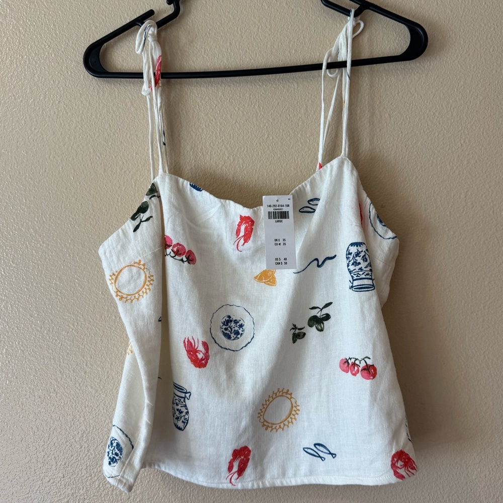NWT Abercrombie tie shoulder printed cami size large